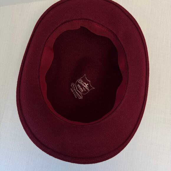 GEORGE W. BOLLMAN & CO. Vintage Women's Doeskin Felt Wool Hat Burgundy Wine - Picture 7 of 10